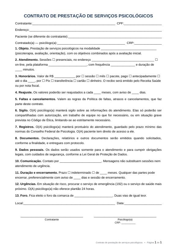 Contrato de prestação de serviços